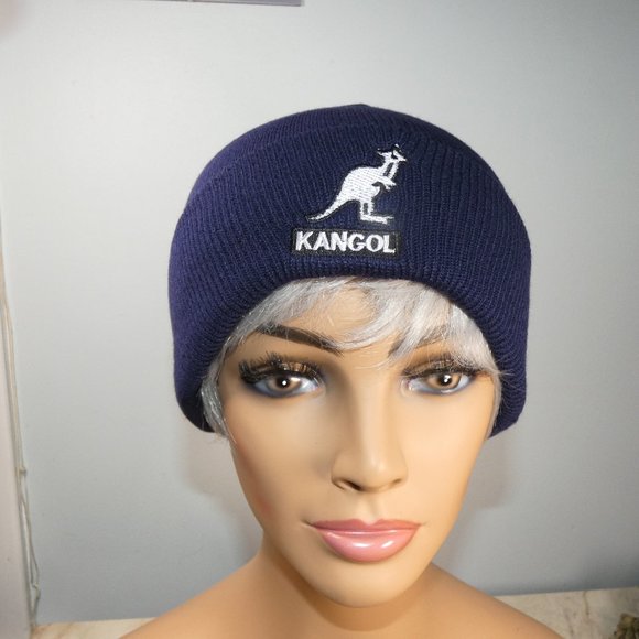 Kangol Knit Cap Beanie Navy/Dark Blue White Logo - Picture 2 of 9